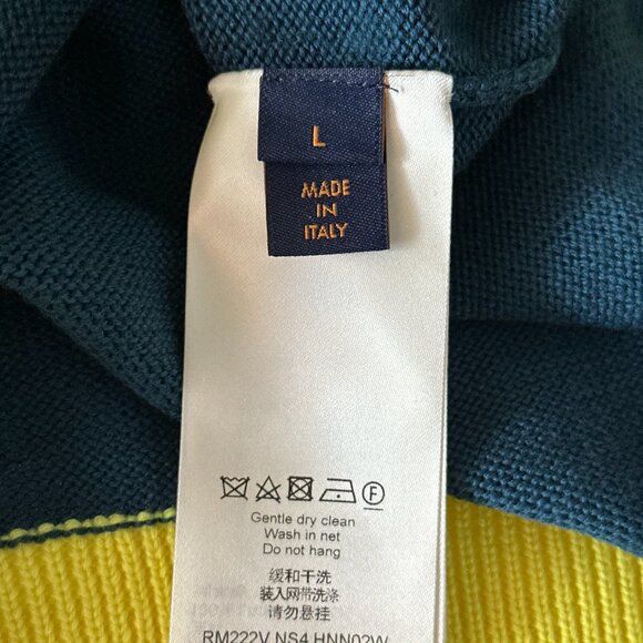 Louis Vuitton Blue & Yellow Logo Wool Sweater - Picture 4 of 8